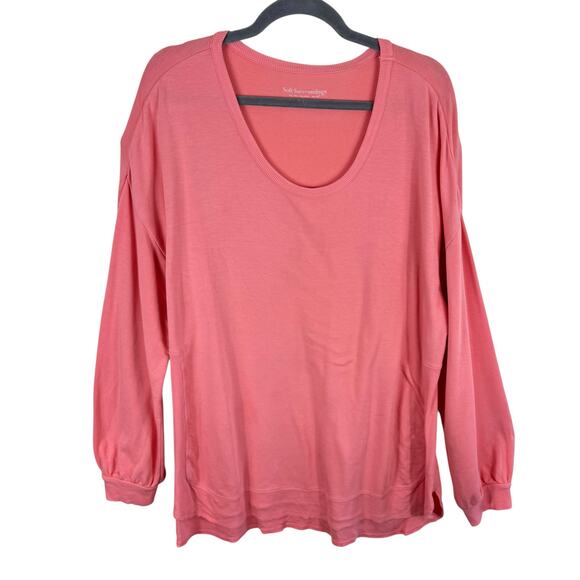 Soft Surroundings Pink Soft Long Sleeve Scoop Neck Pullover Stretchy Top Size XL - Picture 1 of 5